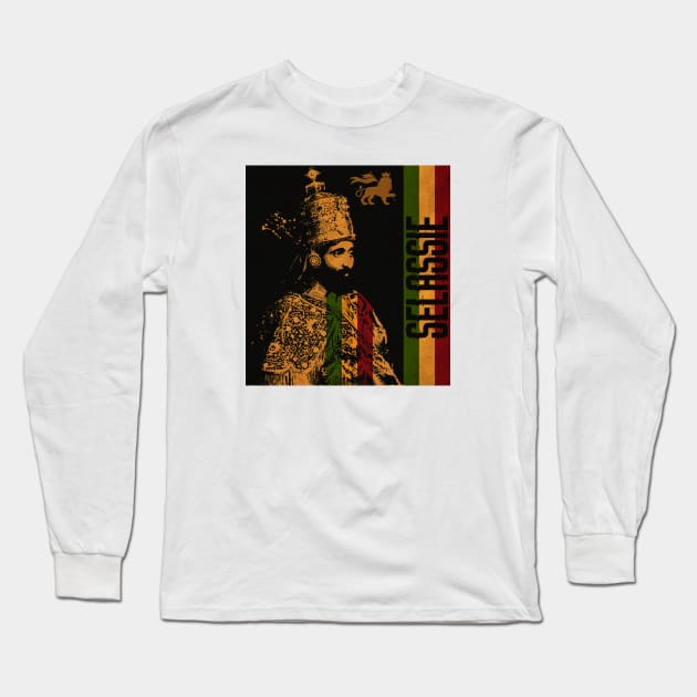 Jah Rastafari King Selassie Long Sleeve T-Shirt by CTShirts